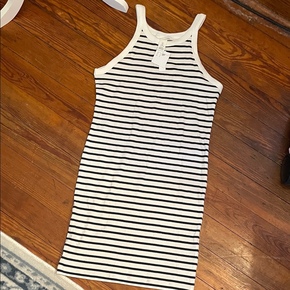 H&M Striped Black and White Ribbed Tank Dress